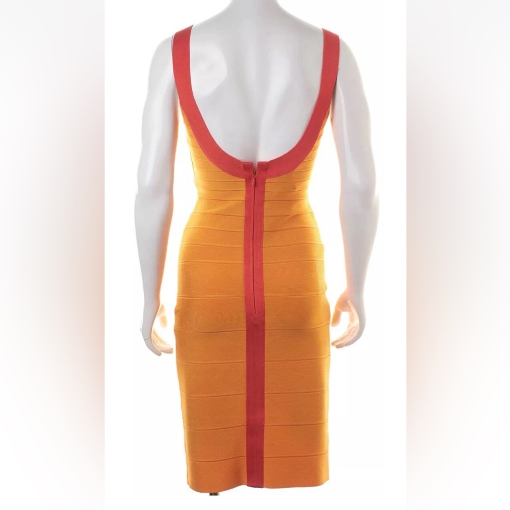 Herve Leger Bold Orange and Yellow Knit Top